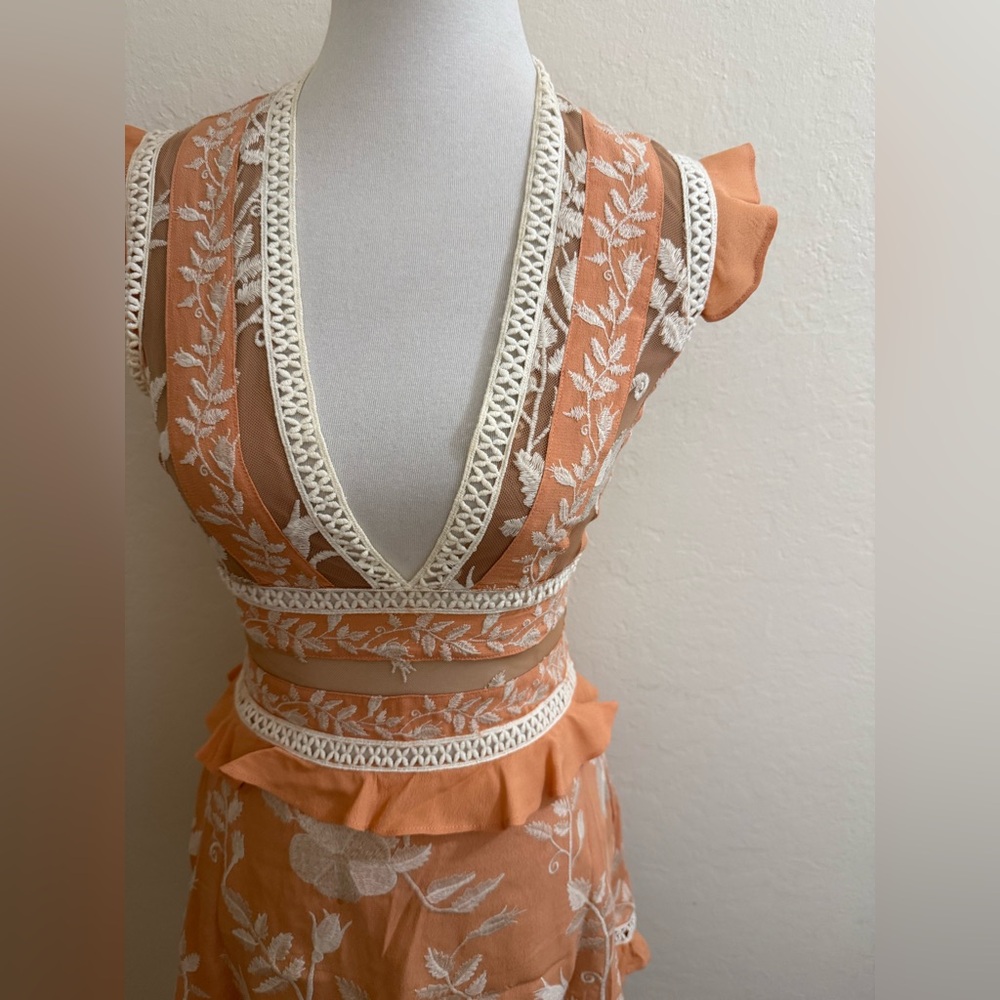 For Love And Lemons Peach Floral Dress - Picture 3 of 4
